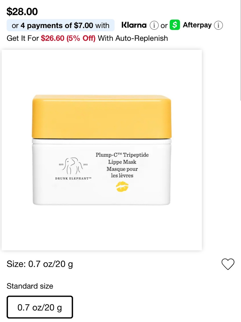 Drunk Elephant Plump-C™ Tripeptide Lippe Mask - New In Box